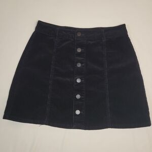 Black Label Black Button-Front Mini Skirt